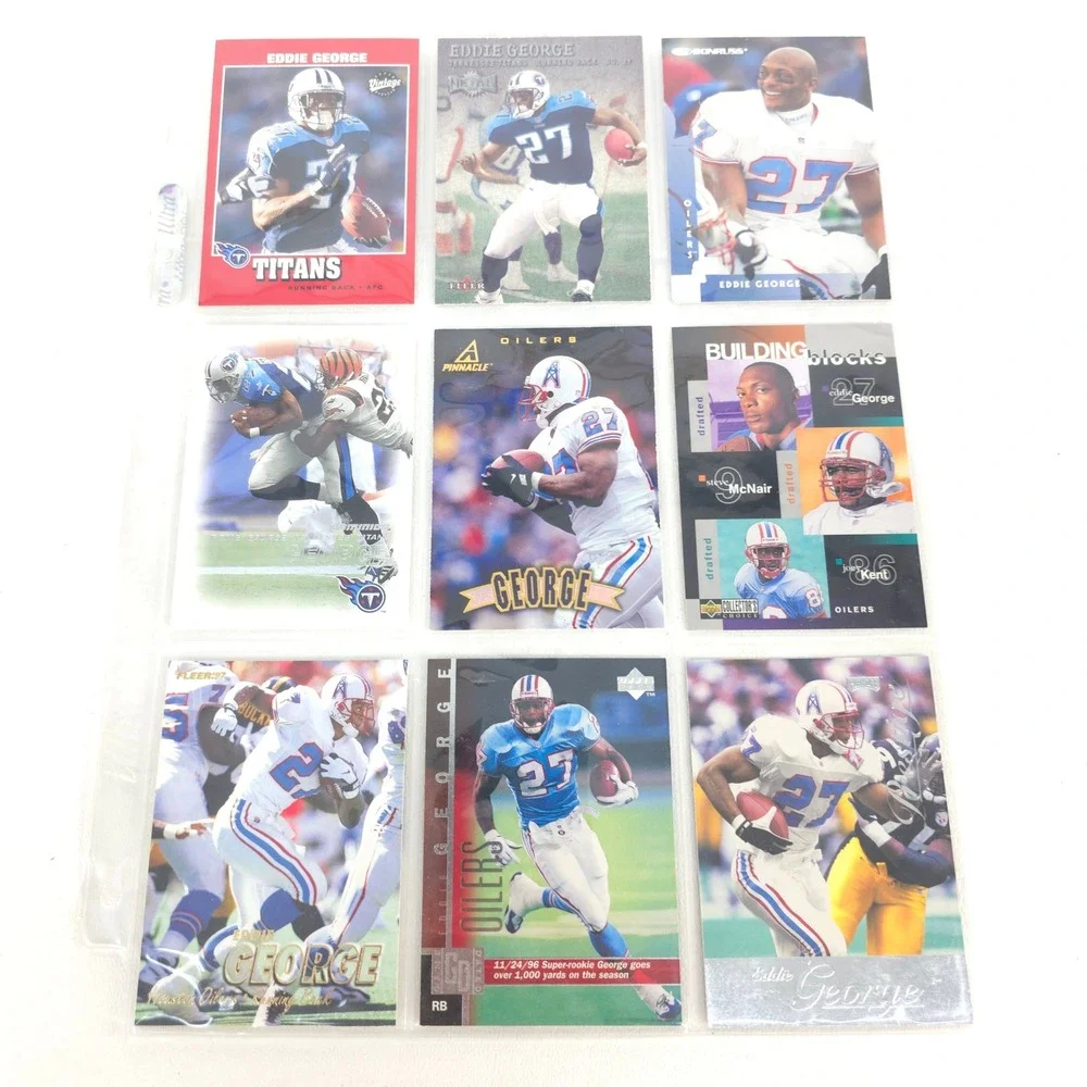 Eddie George Football Cards x30 Titans Fleer Topps Score NFL Inserts Autographed - Picture 5 of 10